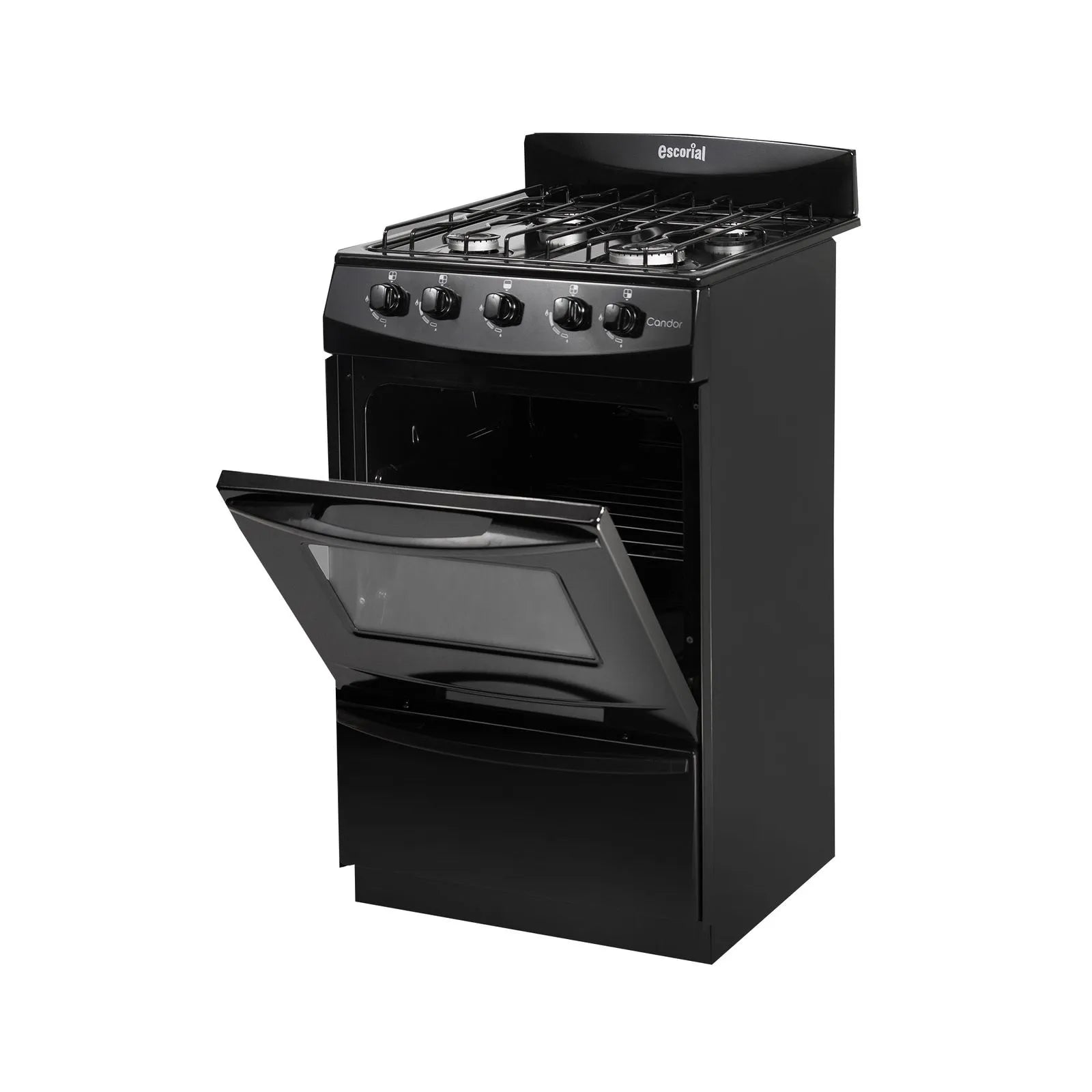 Cocina Escorial Candor 51 cm gas natural negra