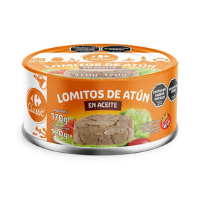 Lomitos de atún Carrefour en aceite 170 g.