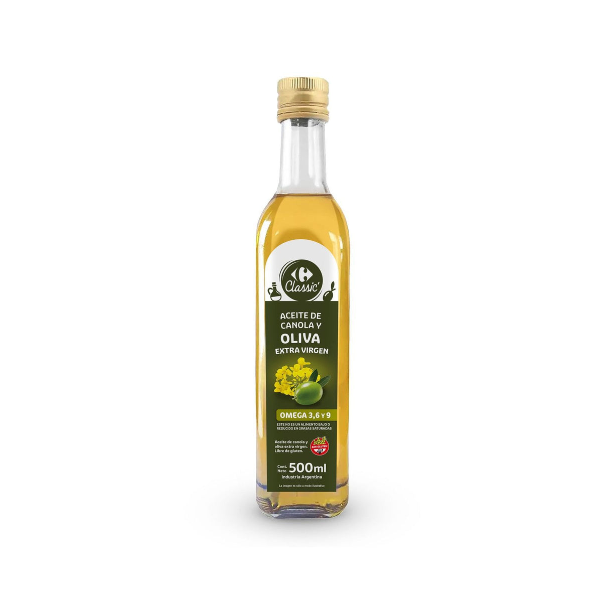 Aceite de canola Carrefour Classic con oliva sin gluten 500 ml