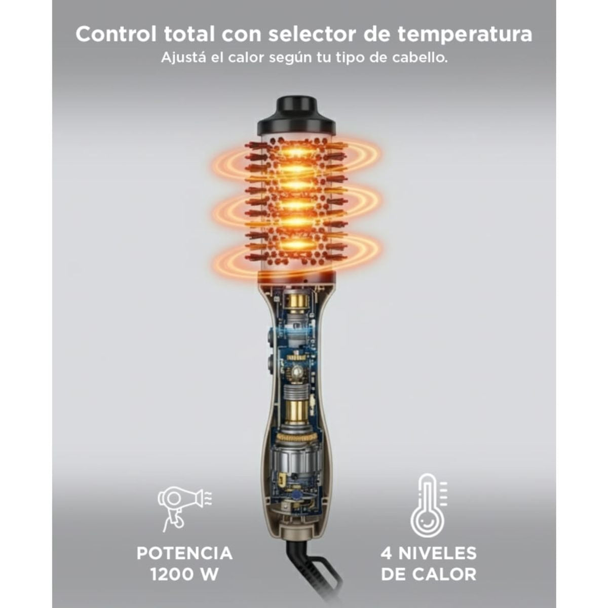 Cepillo Secador y Moldeador de Pelo Gadnic Monner Desmontable