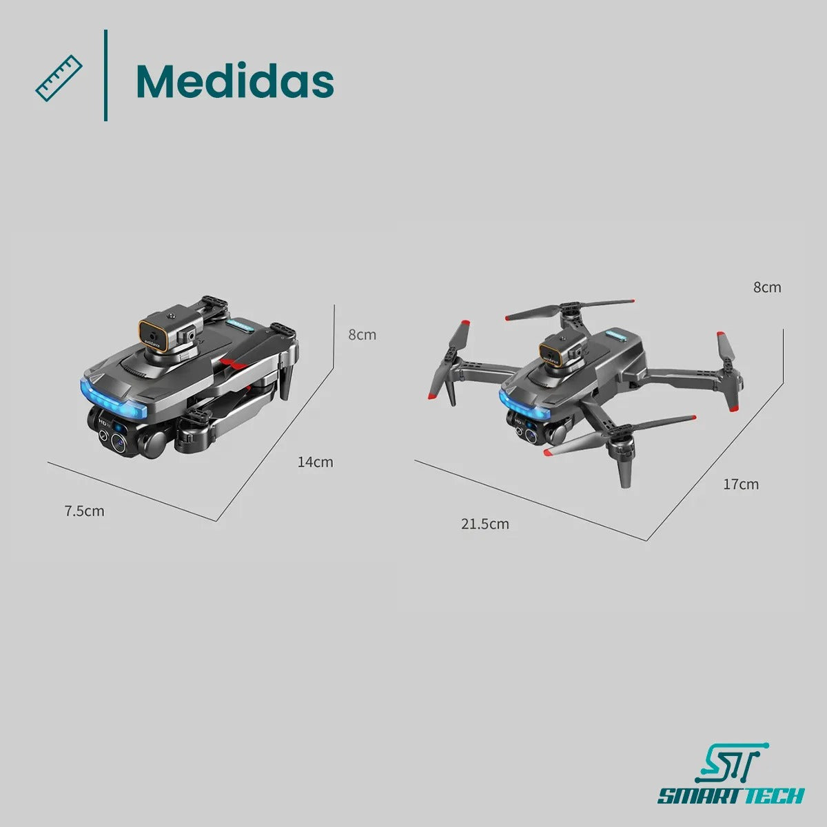 Mini Drone P15 Camara Dual Video Plegable Bateria Recargable Smart Tech